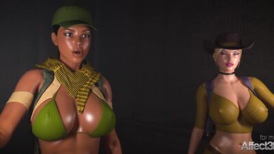 Lesbian futanari threesome adventure animation in Egypt