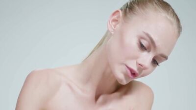 Beautiful babes kissing after erotic nude massage