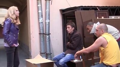 Sexy blonde caught and fucked in an abandoned house