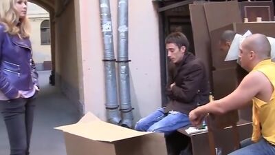 Sexy blonde caught and fucked in an abandoned house