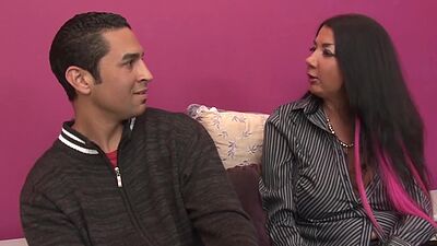 Stepmom and stepdaughter rode big cock after MILF gave a perfect blowjob