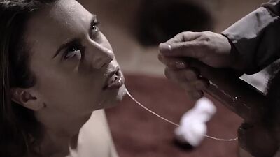 Horny teen gags herself on cock