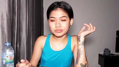 Rough fuck with wet petite Asian teen after she swallowed guys big cock