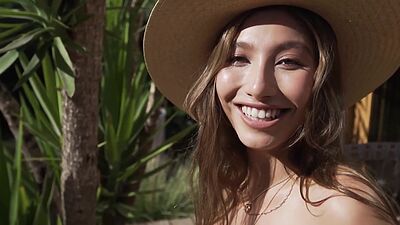 Beautiful big tits teen model Dominique Lobito showing perfect curvy body