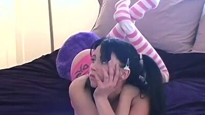 Busty stockinged teen shows off