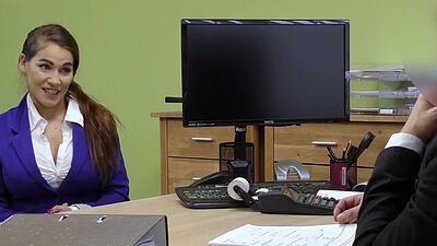 Busty babe seduces rough fucking businessman with big tits