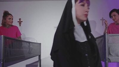 CFNM femdom queer strapon pegging priest in church dorm