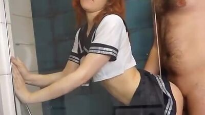 Sex with a Schoolgirl in the Shower right after School