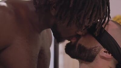 BBC gay fucks bearded white stud in missionary in ass