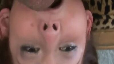 Teen gagging on cock in hardcore BJ