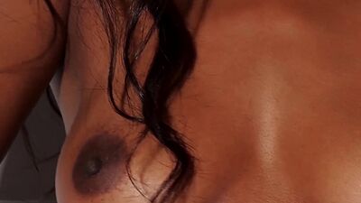 Cute small tits ebony teen posed naked and revealed stunning black body
