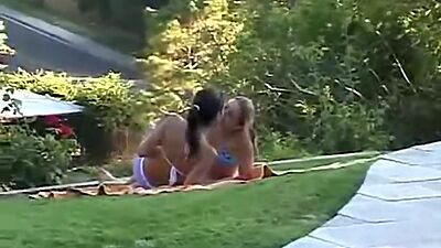 Petite lesbian teens lick each other out