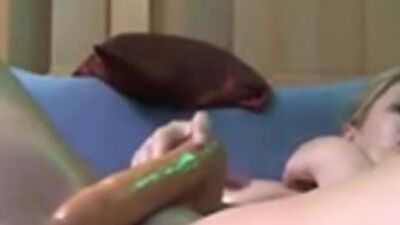 Naughty Blonde Masturbate with dildo closeup
