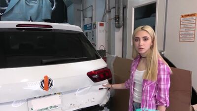 Fucking StepDaddy and taking his Big Cum Facial in Car Garage