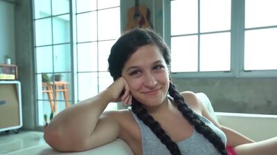 Busty Stepdaughter with Hairy Pussy gets Fucked while Parents Gone!