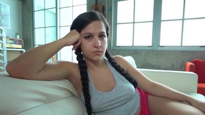 Busty Stepdaughter with Hairy Pussy gets Fucked while Parents Gone!