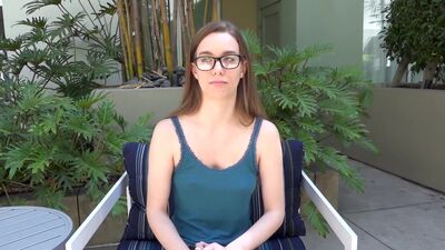 Real Teen Tali Dova is a nerdy girl with glasses, big tits, and a sex toy