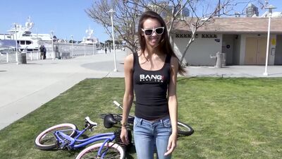 Charity Crawford takes her first pro-grade dick in the woods for Bang!