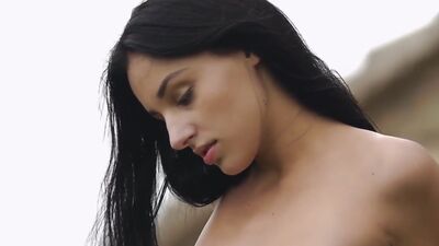 Erotic slow motion of teenage model at a photo session