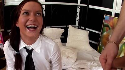 He stretches her ass before slamming his cock in