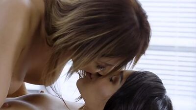 Asian masseuse masturbating and pussy licking lesbian boss