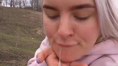 Our Bike Ride Turned into a Sweet Blowjob with Cum in Mouth