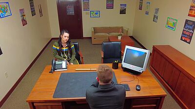 Principal pulls out his cock to fuck his collegaue an PE teacher!