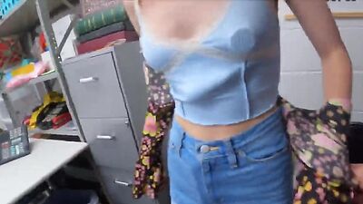 Makeup stealing slut milks officers cock