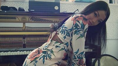 Big ass ebony Playboy model Harley Dean shows off everything in a studio