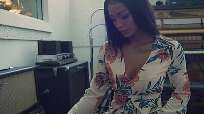 Big ass ebony Playboy model Harley Dean shows off everything in a studio