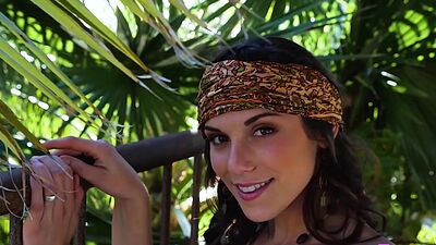 Sexy small tits teen showed her flower after passion striptease action