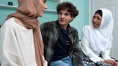 Arab stepsisters busted by stepbro fooling around and he wanted a piece