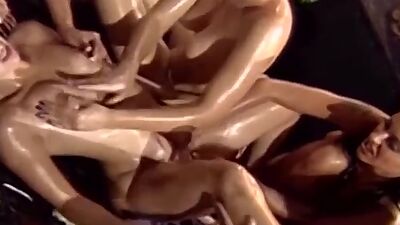 Lustful babes going wild during huge lesbian orgy