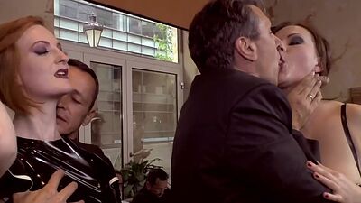 Sub latex sluts fucked in public orgy min front of voyeurs