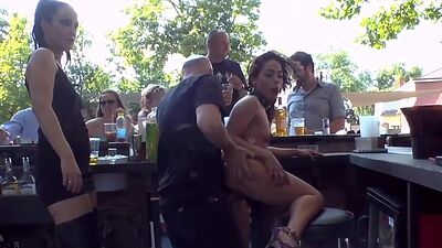 Public slut pussydrilled outdoor before indoor anal nailing