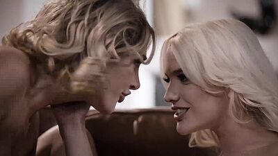 Two hot ladies received a warm jizz from a big black cock