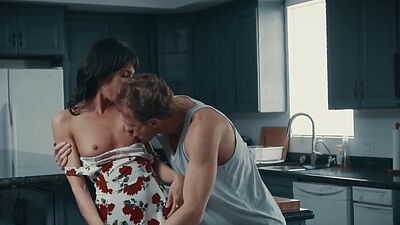 Kitchen sex loving MILF pussynailed by hubby after BJ