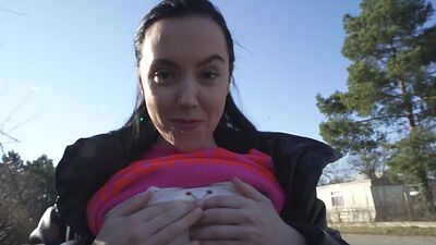 Amateur chick POV fucked outdoor in public place 4 cash