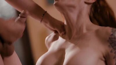 Redhead MILF penetrated in threesome by big white cocks