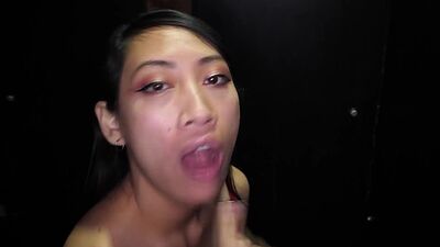 Asian slut Salee Lee gloryhole blowjob and cum