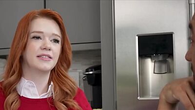 Anal with busty redhead housewife in the kitchen