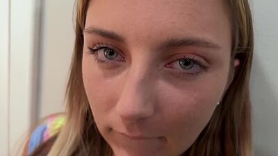 STepbrother getting his cock sucked deepthroat by stepsister