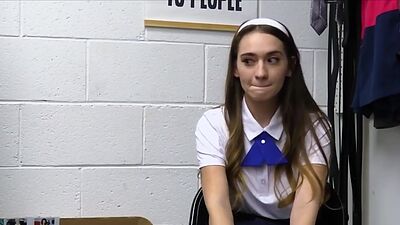 Dildo stealing hottie sucks dick at the backoffice