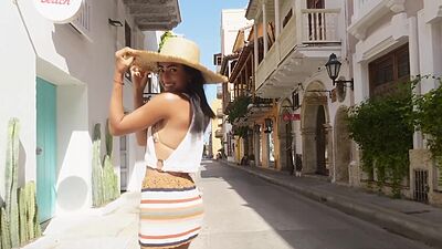 Big ass Latina teen posed outdoor and revealed stunning all natural body