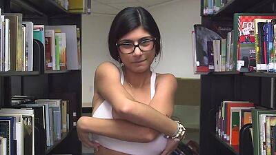 Library masturbation with cute Arab pornstar Mia Khalifa