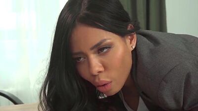Office anal Latina deepthroating cock before anally drilled