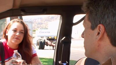 Pompom girl gives hot sex for a car ride