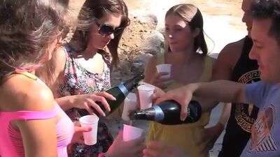 Incredible college orgy on the beach