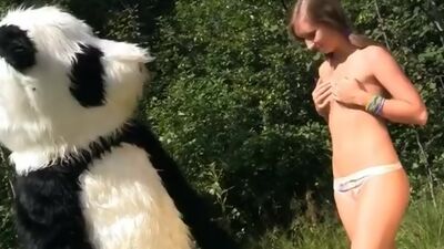 Naughty girl was tied and fucked by Panda
