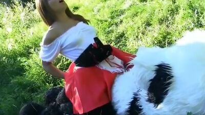 Little Red Riding Hood fucking with Panda in the wood
